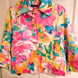 Lauren Ralph Lauren Colorful Floral Jacket Blazer Size Medium